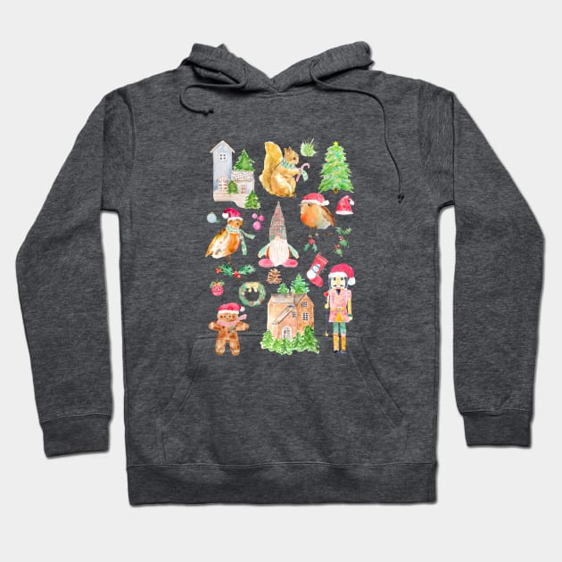 Christmas symbols collection  watercolor Hoodie by colorandcolor